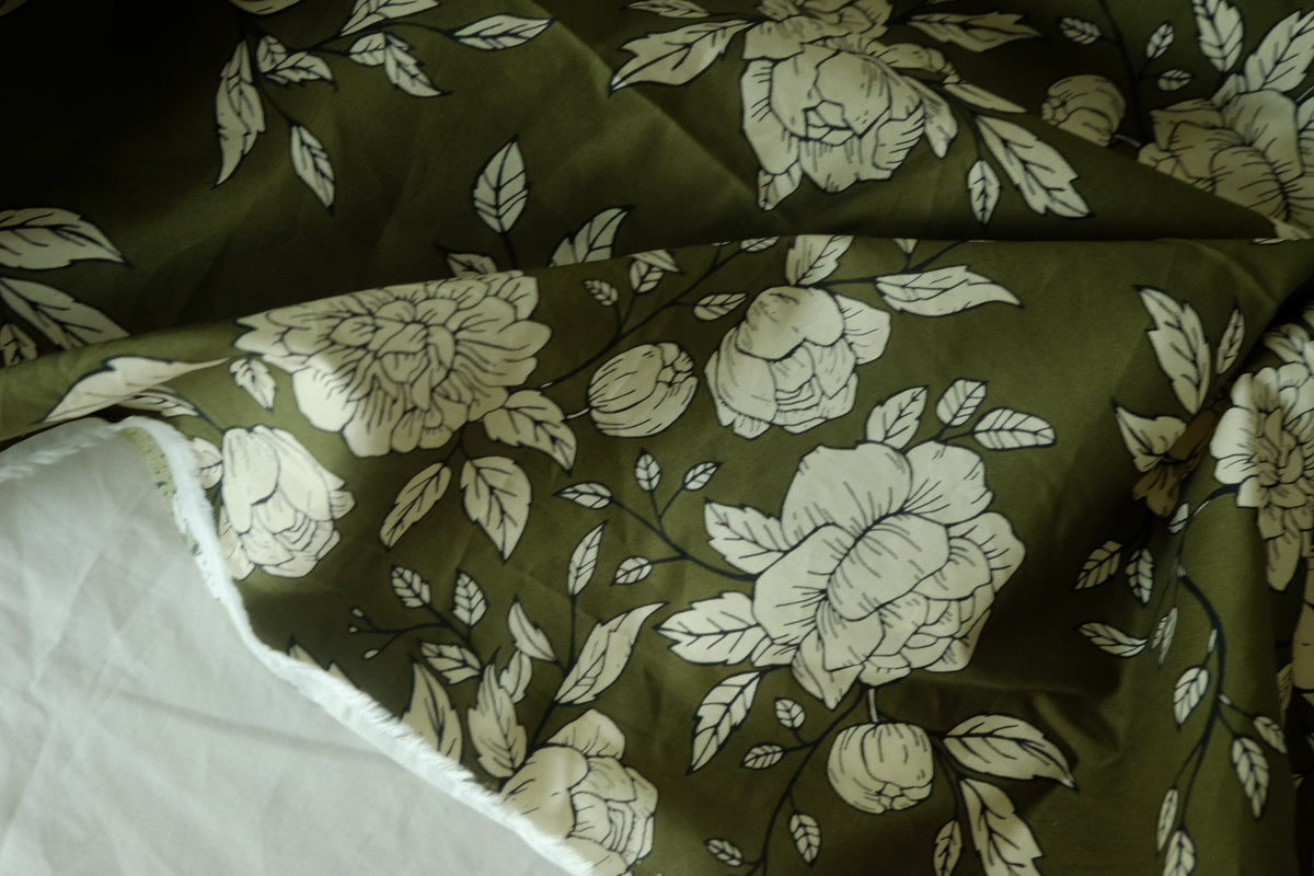 Olive Botanical 60s Cotton Poplin — 3.28 yd