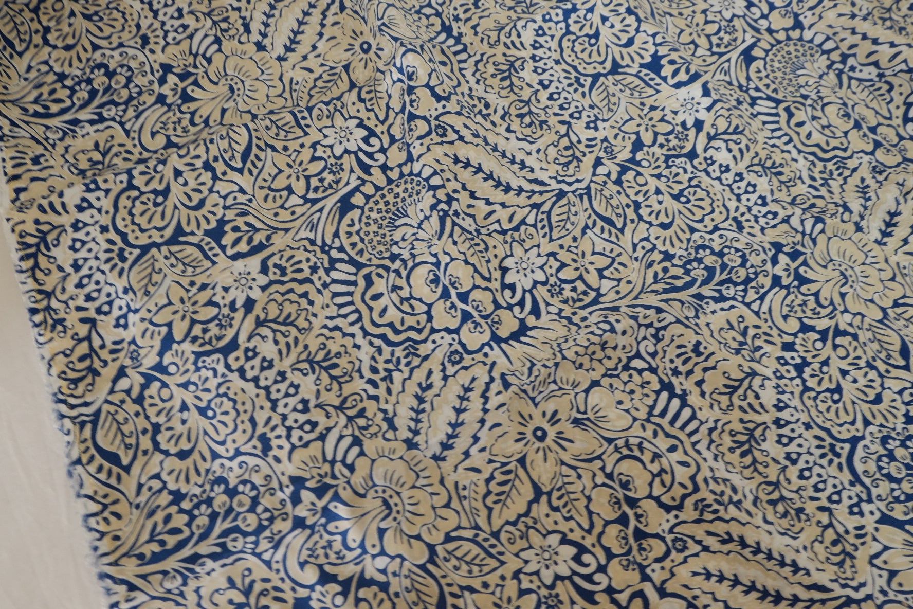 Blue Paisley Floral Rayon Challis Fabric – 2.2 yd