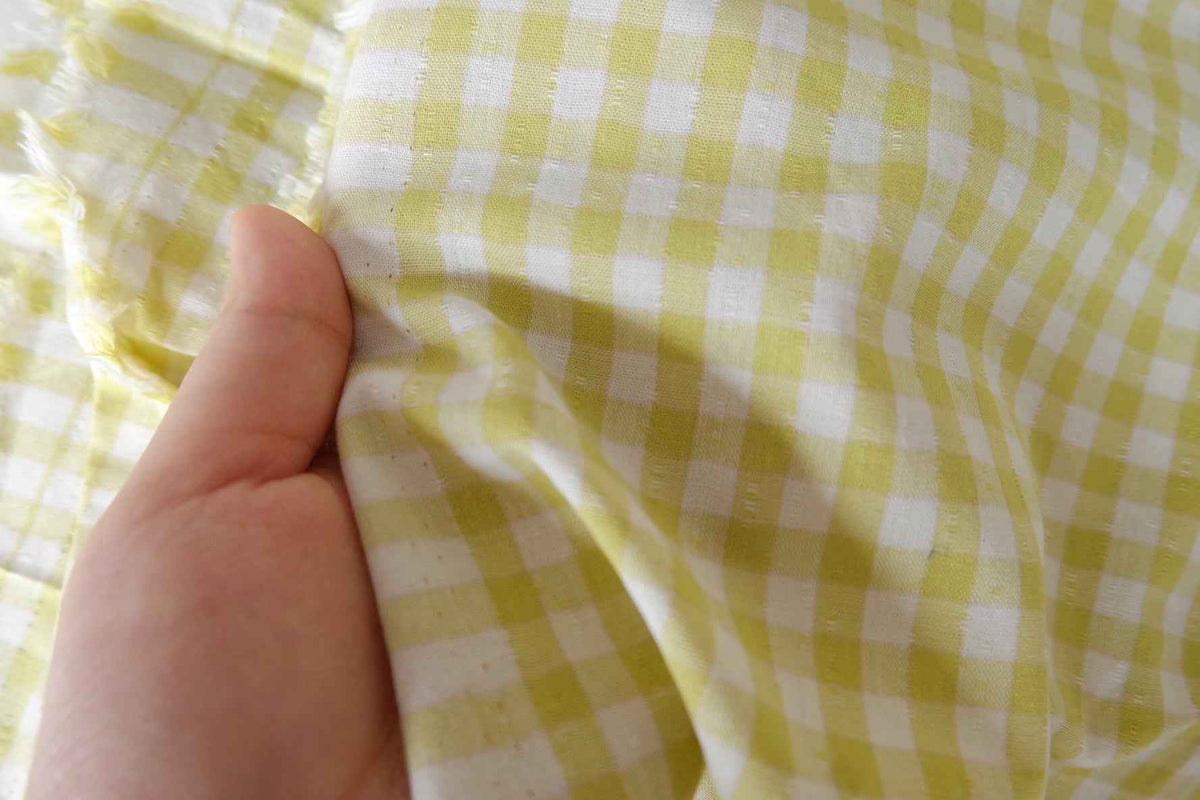 Butter Yellow Gingham Yarn-Dyed Cotton Jacquard – 2.19 yd (Continuous Cut Available)