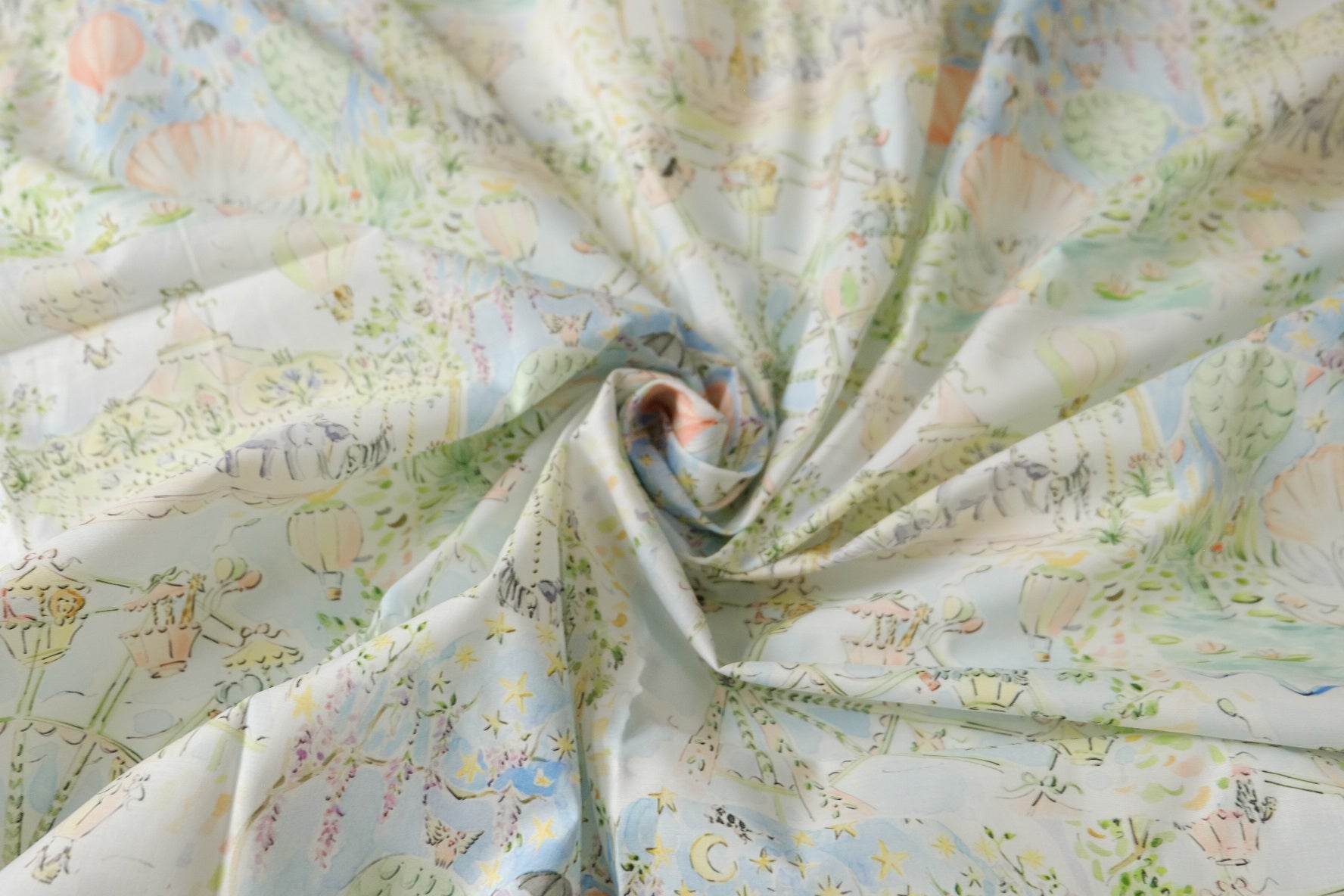 Dreamy Fairground Print Cotton Poplin Fabric 2.2 Yards
