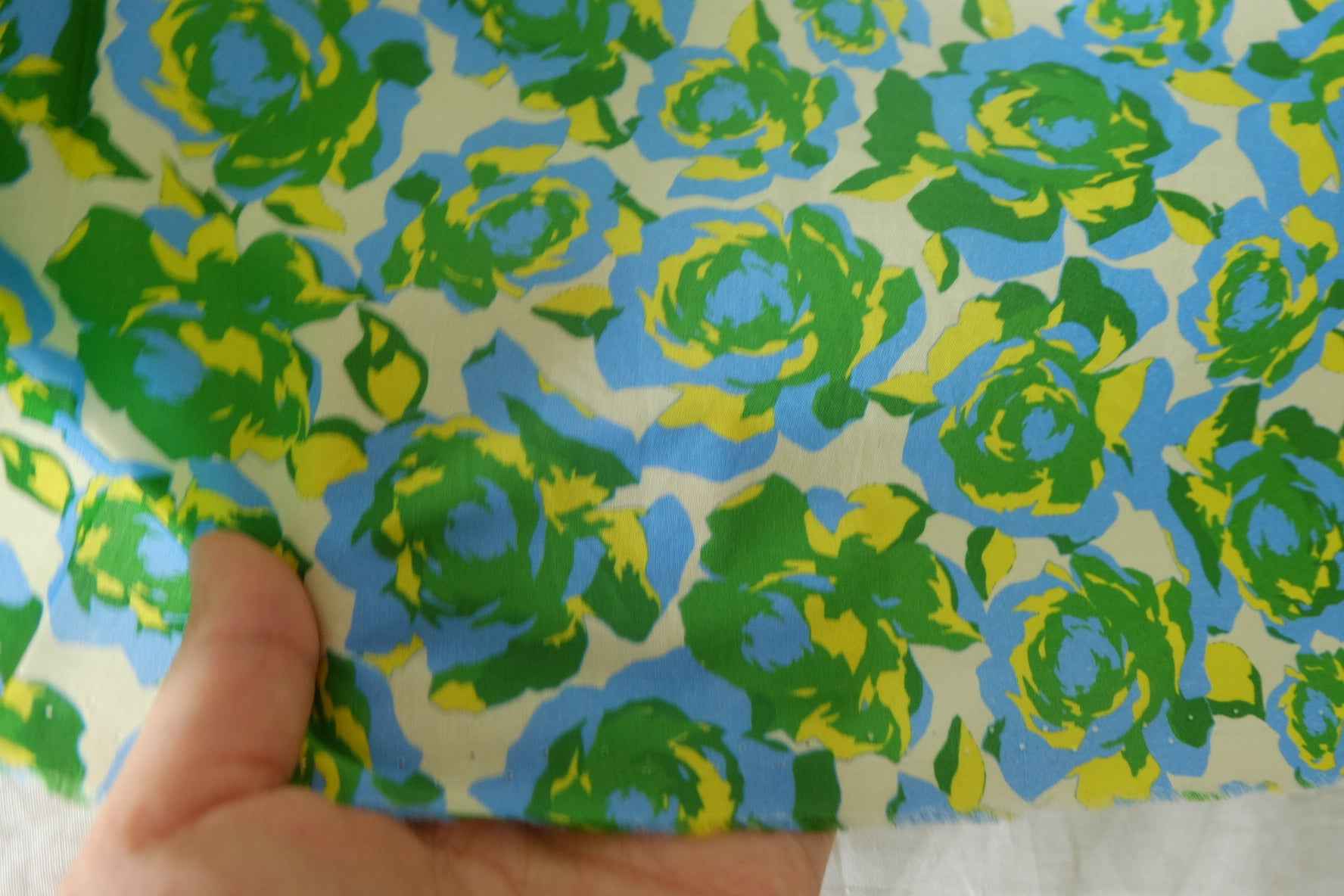 Blue Green Rose 60s Cotton Poplin Fabric – 3.3 Yards