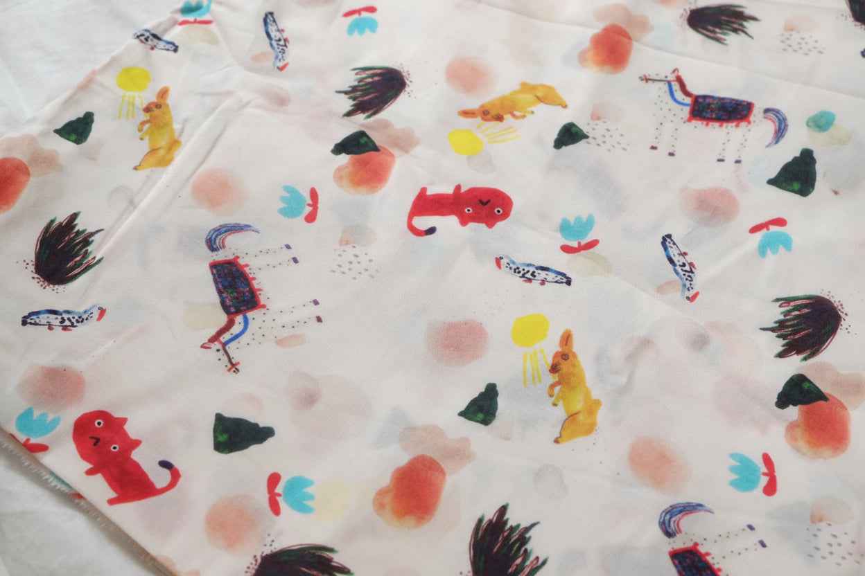 Whimsical Cotton Fabric, Silky Lightweight 80s Cotton, 3.28 Yards