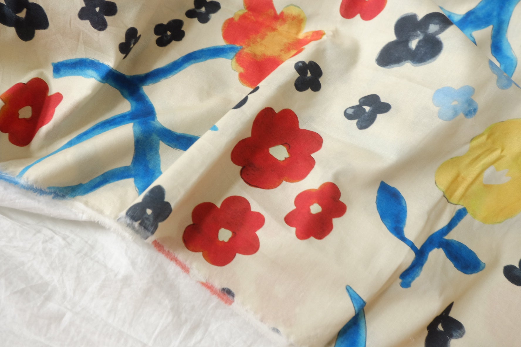 Painterly Floral Cotton Fabric - 1.86 yd