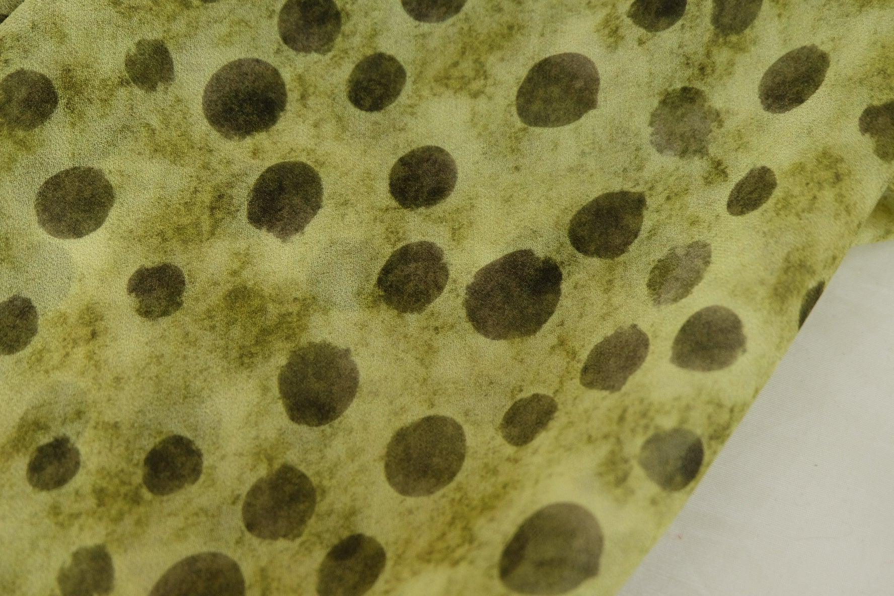 Olive Abstract Polka Dot Chiffon Fabric – 2.2 yd