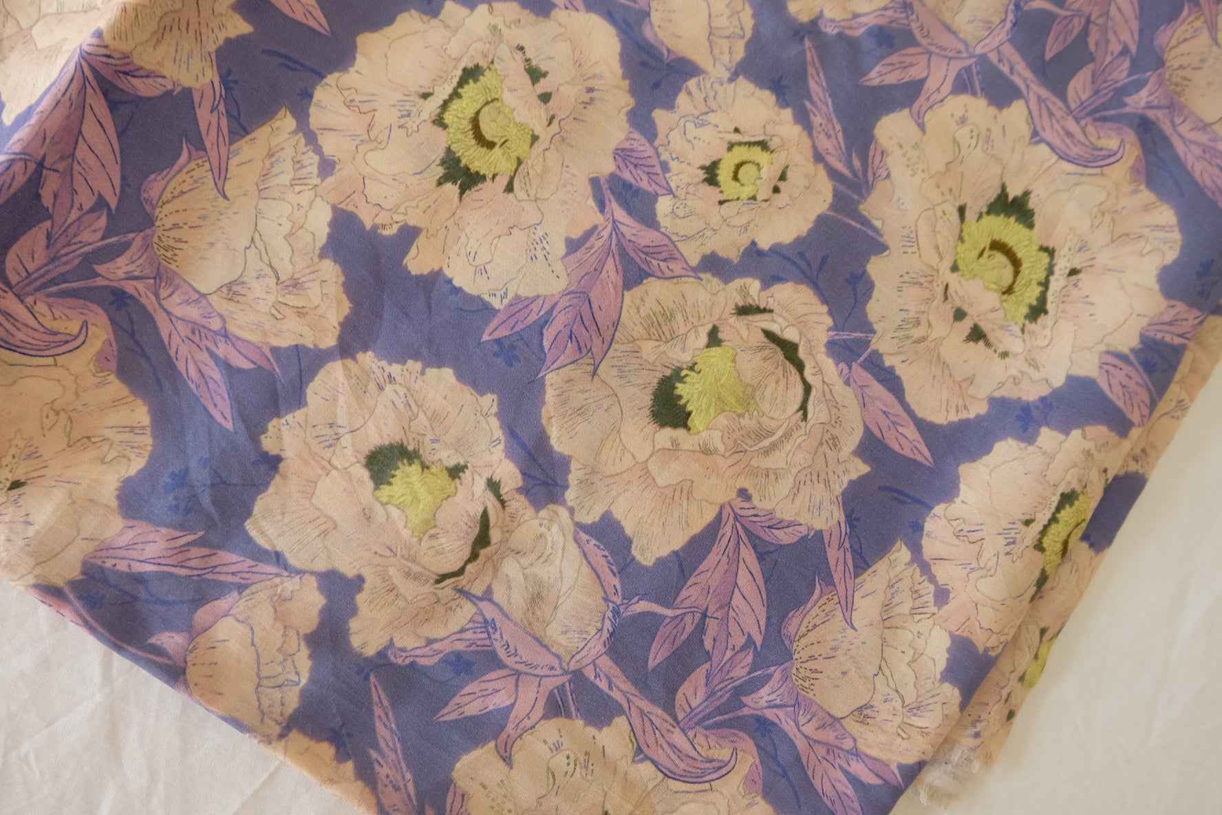 Ultra Lightweight Cotton Lawn Fabric – Vintage Painterly Floral Print-3.3 yards
