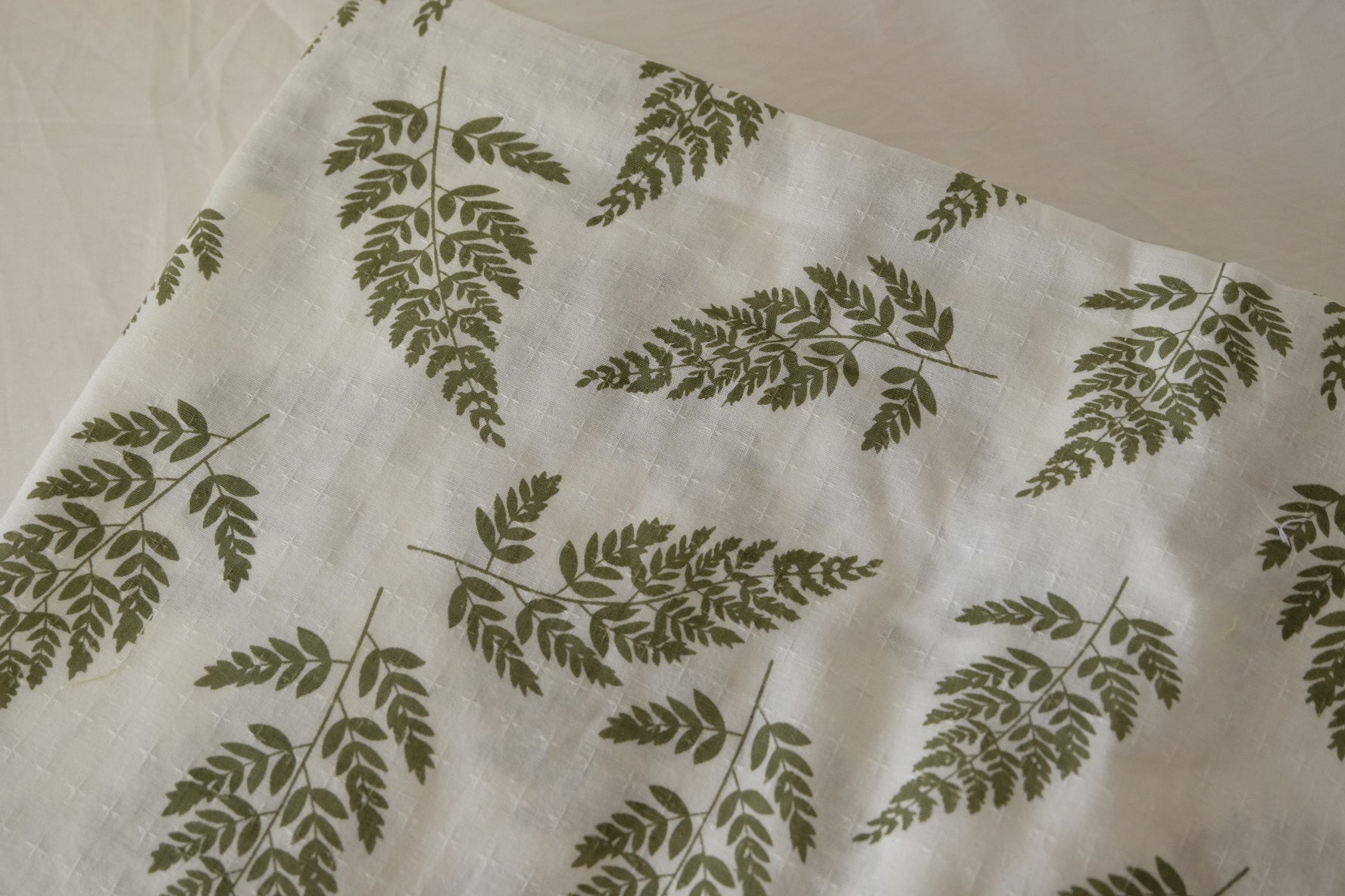 Fern Print Textured Linen Cotton Fabric – 2.2 yd