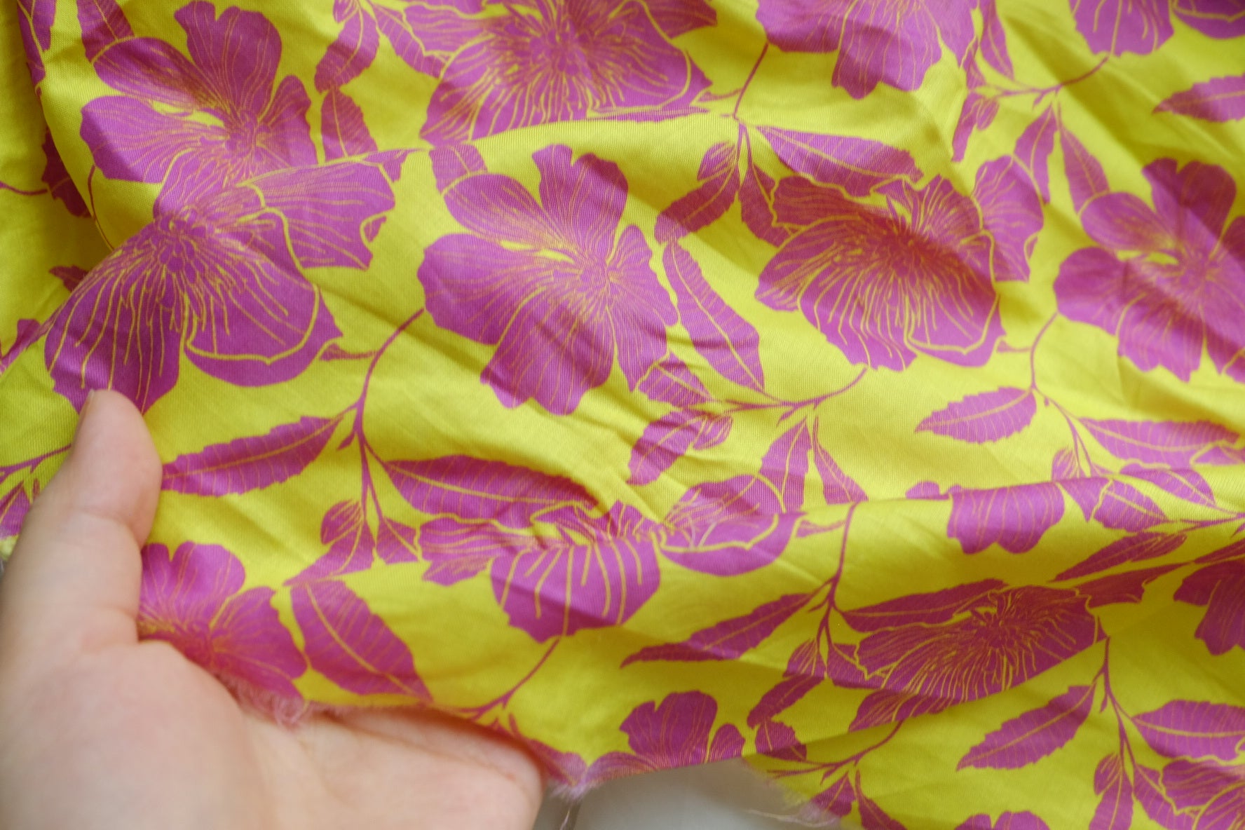 Lime & Magenta Floral Cotton Lawn – 1.6 yd