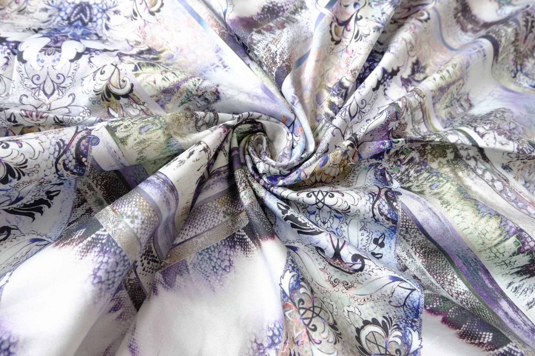 Lavender Grey Printed Cotton Linen — 1.64 yd Piece