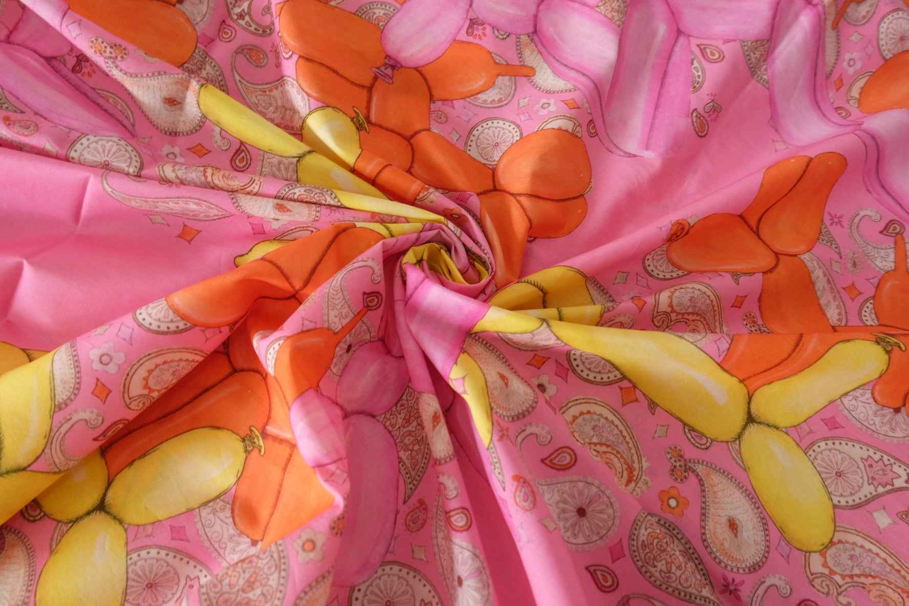 Balloon Dog Paisley Cotton Lawn Fabric – 2.2 yd