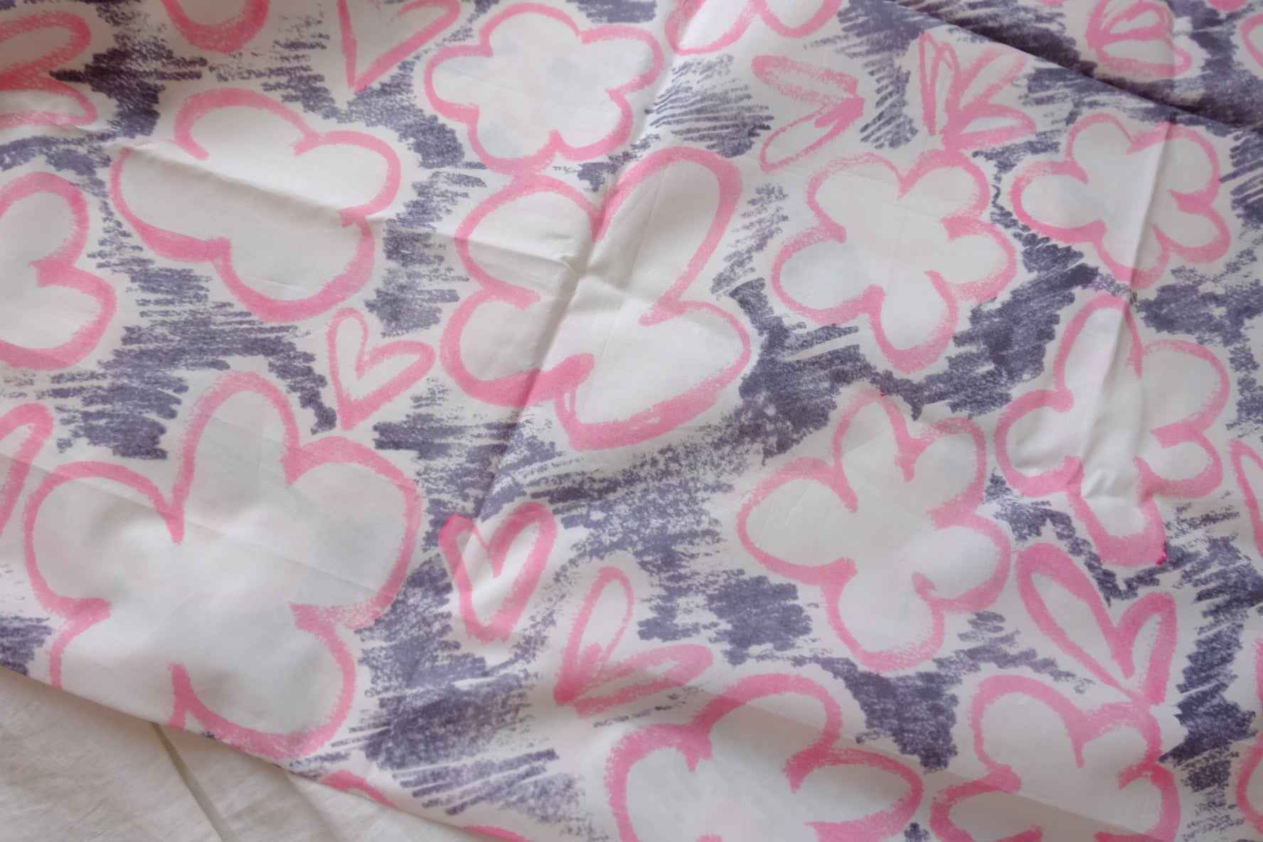 Pink Sketch Floral Cotton Poplin Fabric - 1.53 yd