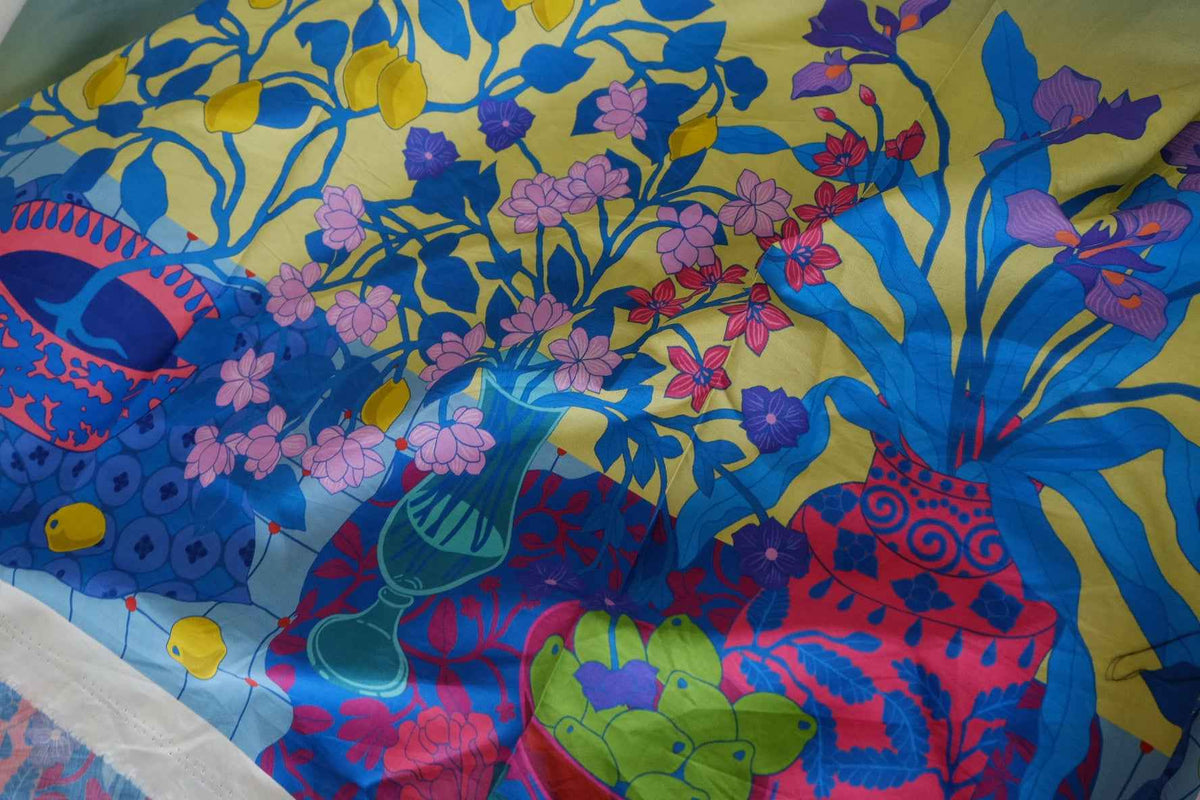 Double Border Botanical Cotton Fabric – 3.3 yd