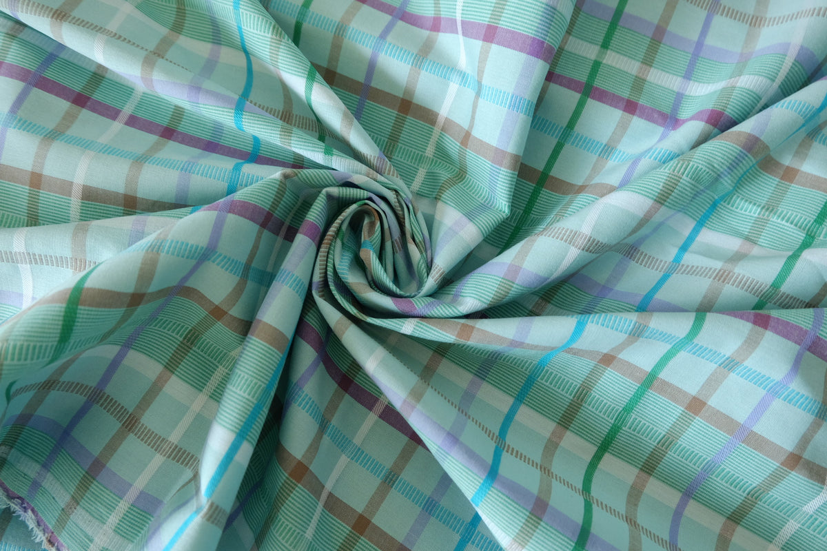 Mint Meadow Yarn-Dyed Plaid Cotton – 2.2 Yards