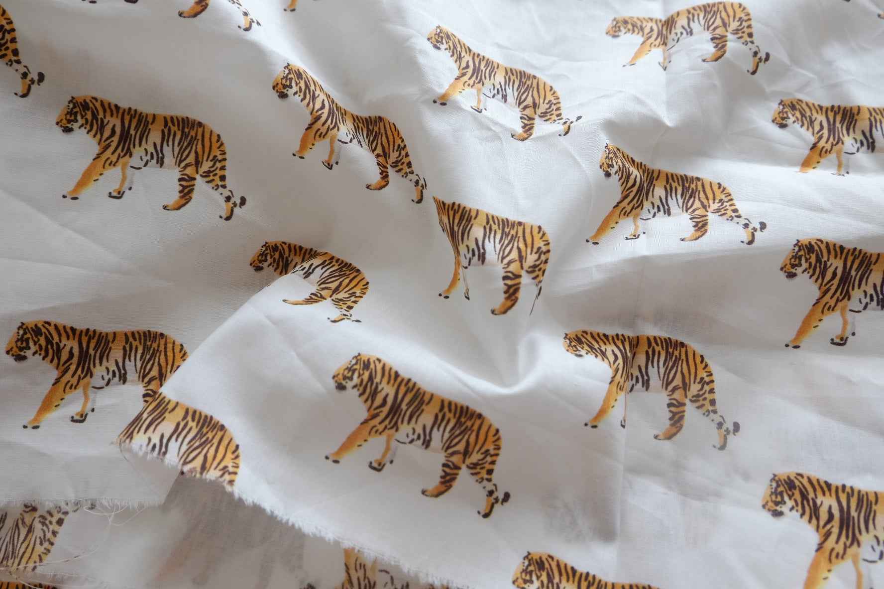 Tiger Print Cotton Poplin Fabric - 1.42 yd