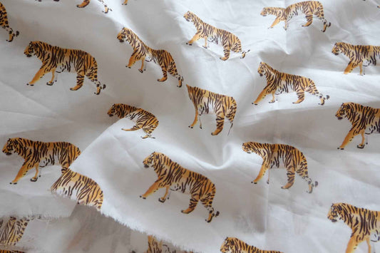 Tiger Print Cotton Poplin Fabric - 1.42 yd