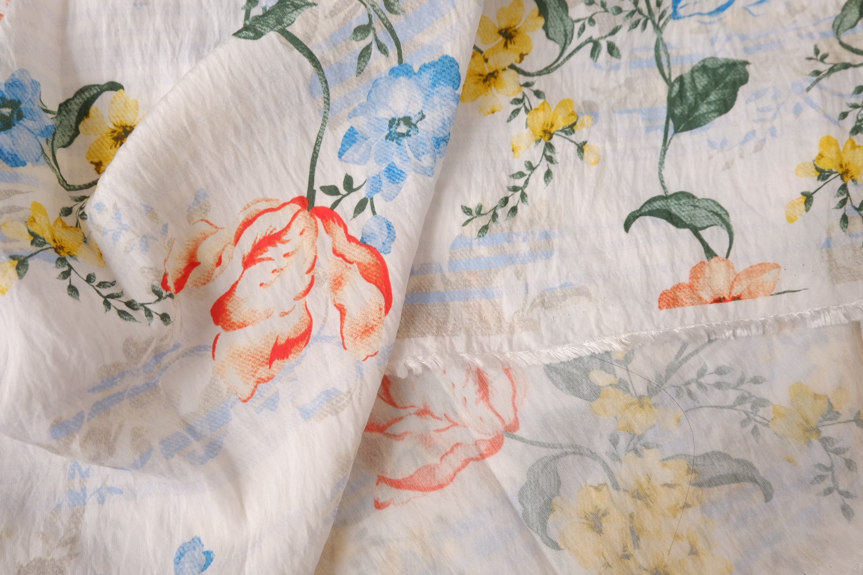 Romantic Floral Tencel Cotton Fabric, 3.28 Yards