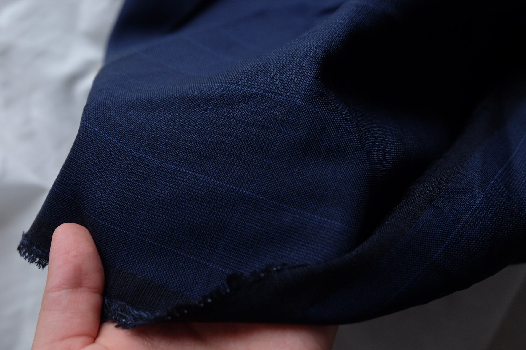 Navy Windowpane Wool Blend – 2.5 yd