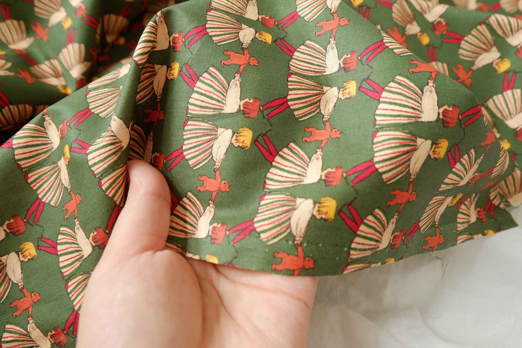 Storybook Girl Print Cotton Fabric — 2.19 yd Piece