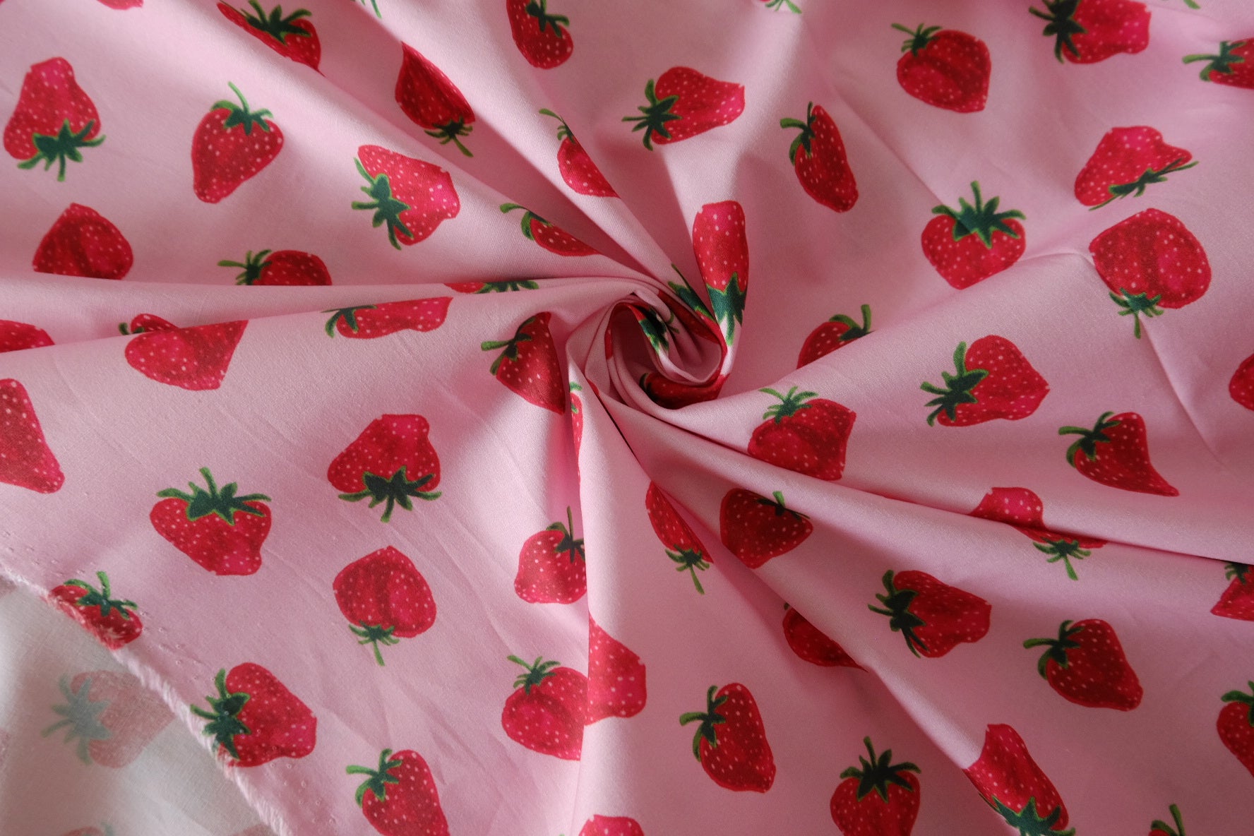 Pink Strawberry Cotton Lawn Fabric – 1.6 yd