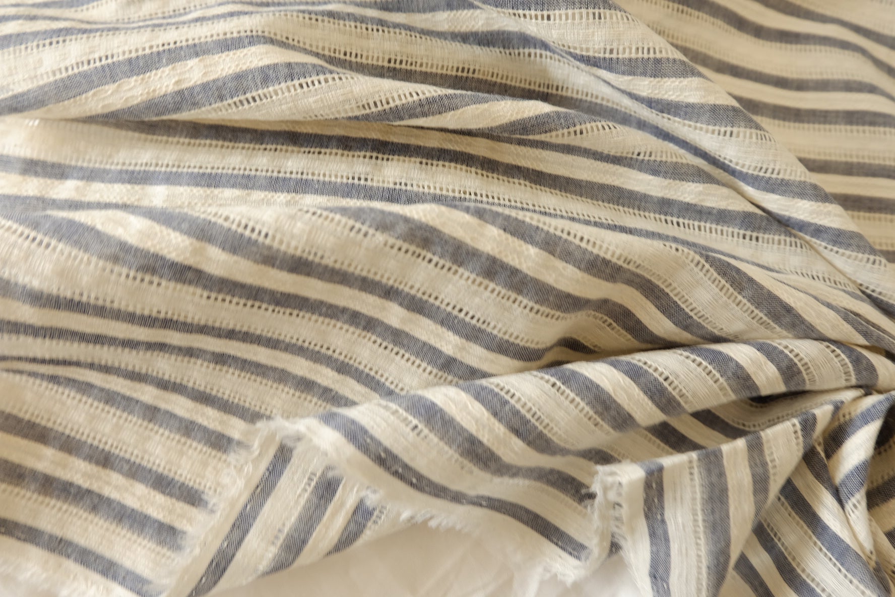 Blue Stripe Openwork Cotton Jacquard – 1.64 yd