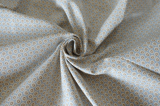 Blue & Oatmeal Ditsy Print Brushed Cotton-Linen Blend – 2.19 yd