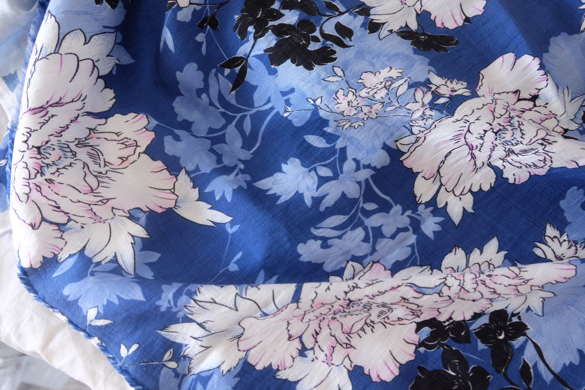 Blue Peony Garden Tencel Ramie Blend – 3.28 yd