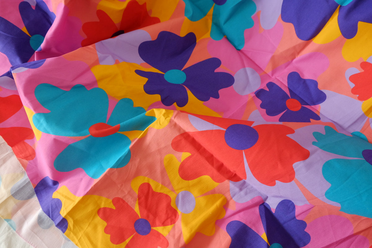 Electric Bloom High-Density Cotton Poplin – 1.7 yd