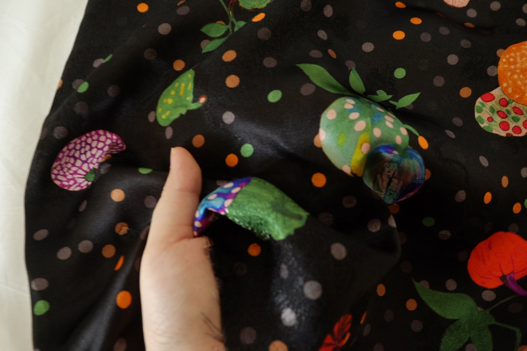 Silky Rayon Jacquard Fabric – Midnight Garden Floral Print – 1.6 yd