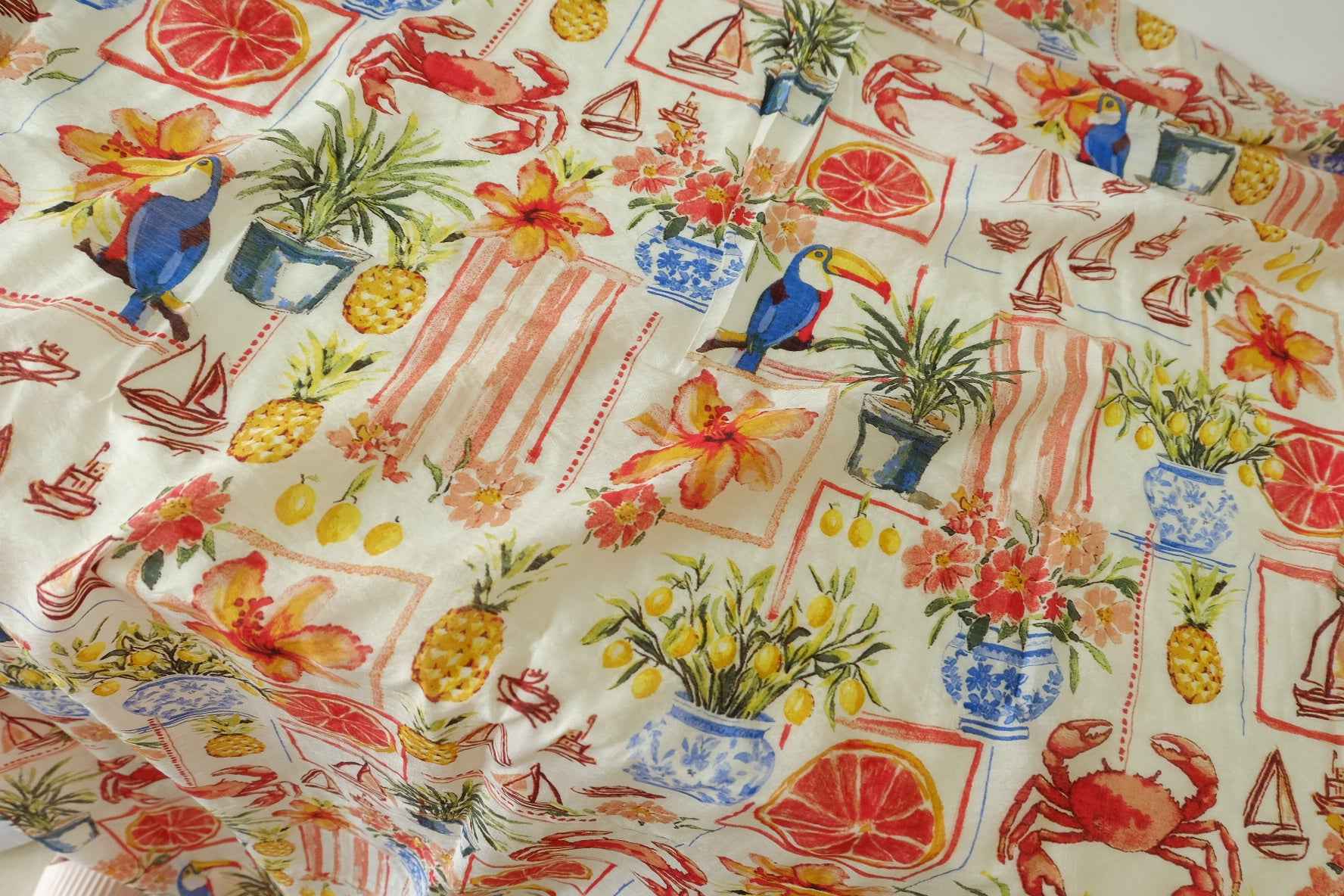 Tropical Fruit Tencel Cotton Fabric – 3.3 yd