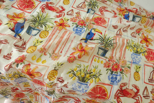 Tropical Fruit Tencel Cotton Fabric – 3.3 yd