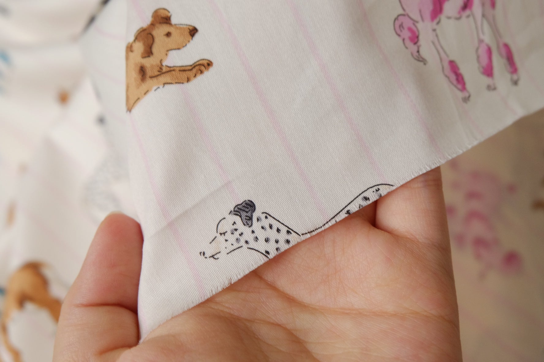 Playful Dog Cotton Sateen Fabric, Silky Lightweight 80s Cotton, 3.28 Yards
