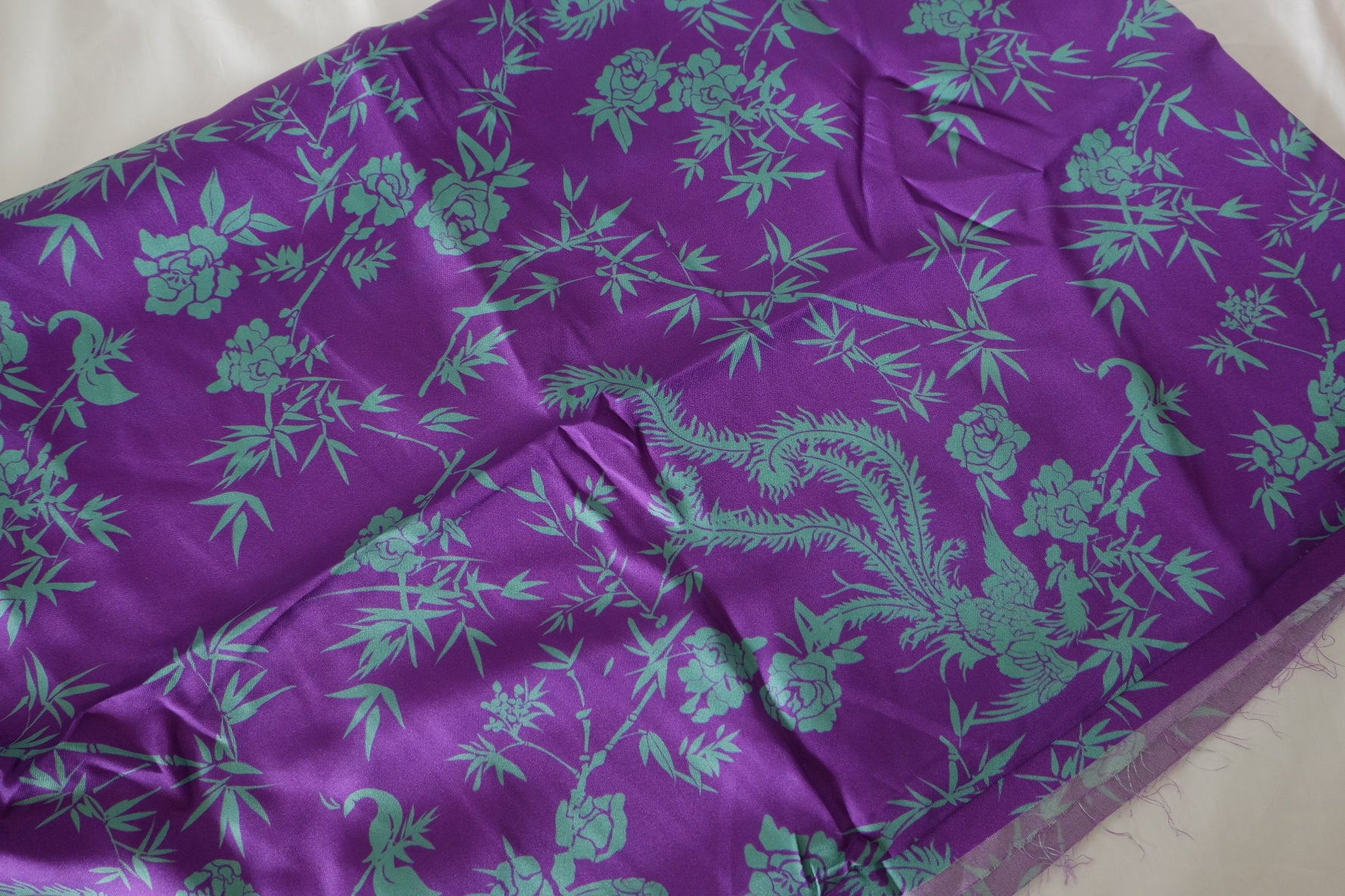 Imperial Purple Phoenix & Peony Mulberry Silk Twill – 3.28 yd