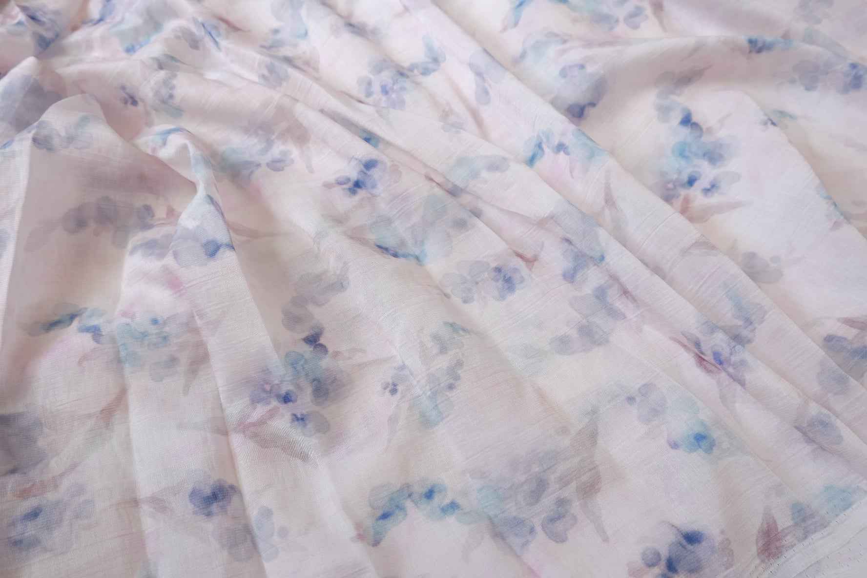 Soft Watercolor Floral Tencel Nylon Cotton Blend Fabric — 3.61 yd