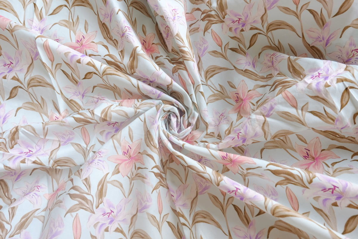 Watercolor Lily Cotton Poplin – 3.3 yd + 0.5 yd Bonus
