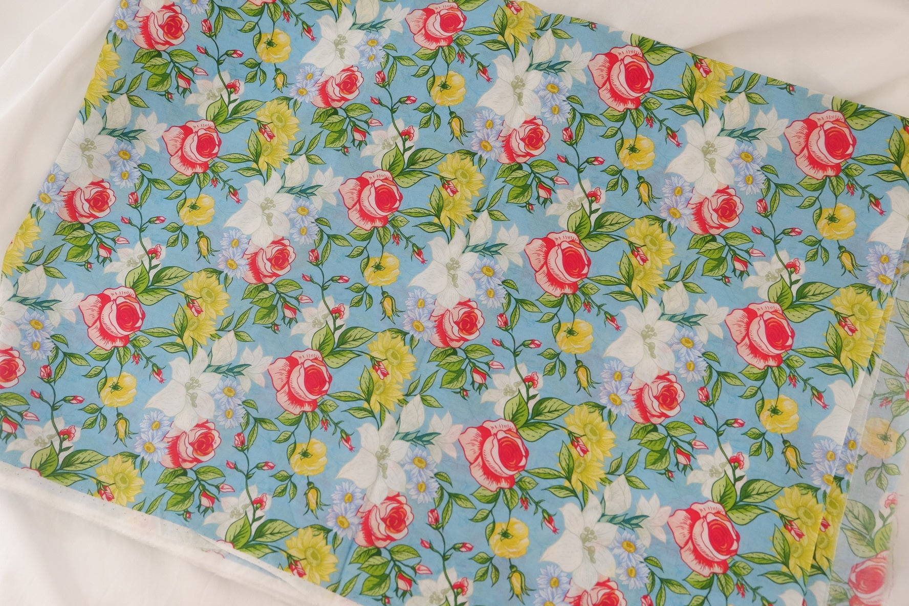 Blue Rose Garden Cotton Lawn – 2.1 yd