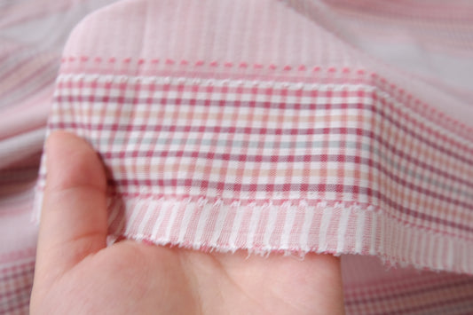 Pink Jacquard Check Cotton Fabric — 1.64 yd