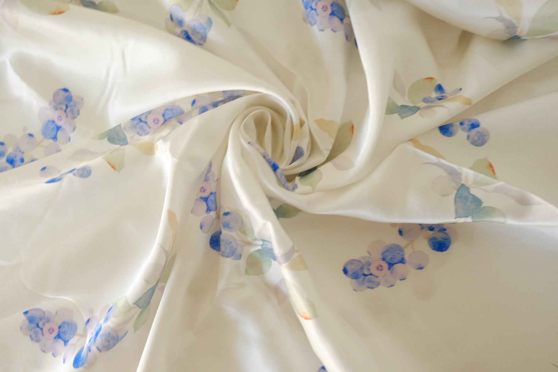 Silky Blue Floral Viscose Rayon Fabric – 3.3 yd