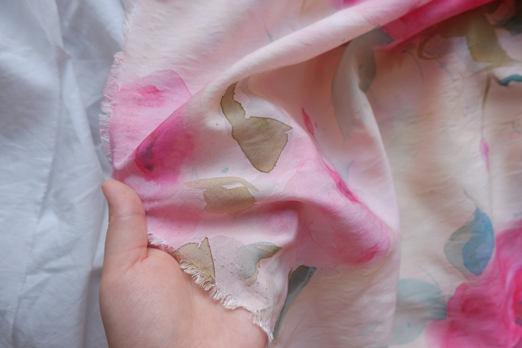 Watercolor Rose Cotton Nylon Blend – 3.3 yd