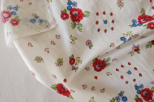 Sand-Washed Floral Cotton Linen Fabric – 1.6 yd