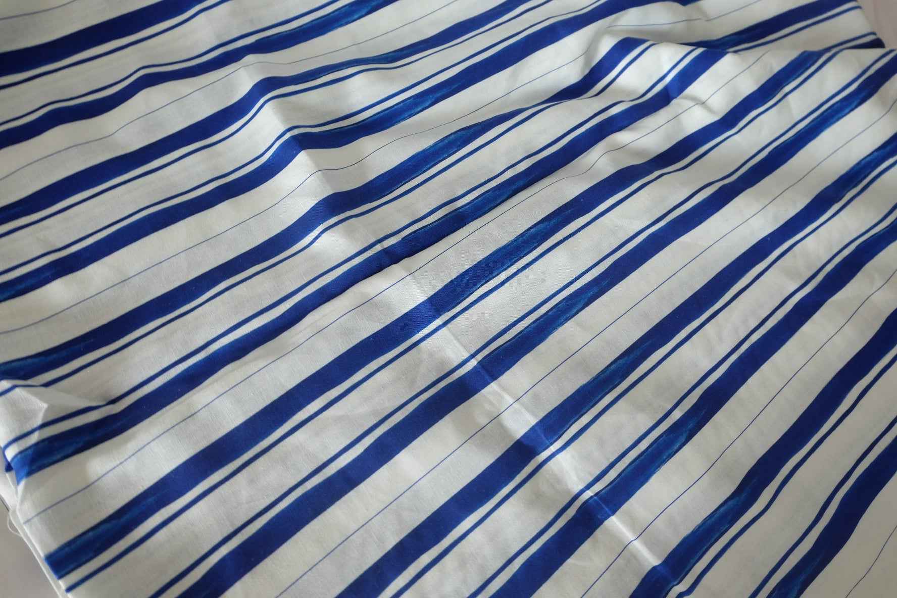 Cobalt Stripe Linen Viscose Fabric – 2.19 yd