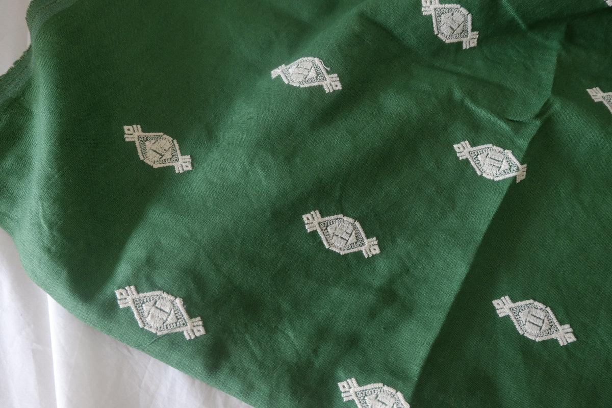 Emerald Embroidered Linen Cotton – 2.2 yd
