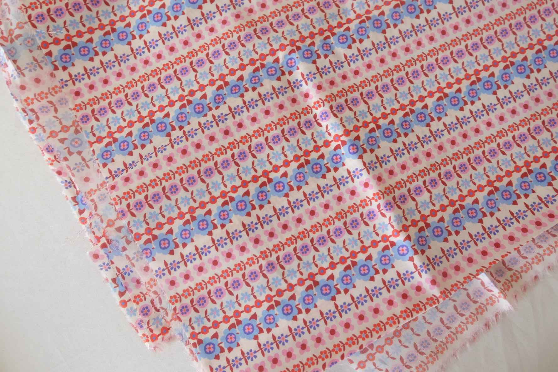Folk Floral Stripe Cotton Lawn Fabric – 2.7 yd