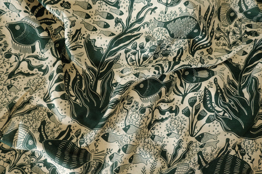 Zanzibar Dream Border Print Tencel Linen Fabric - 2.2 yd