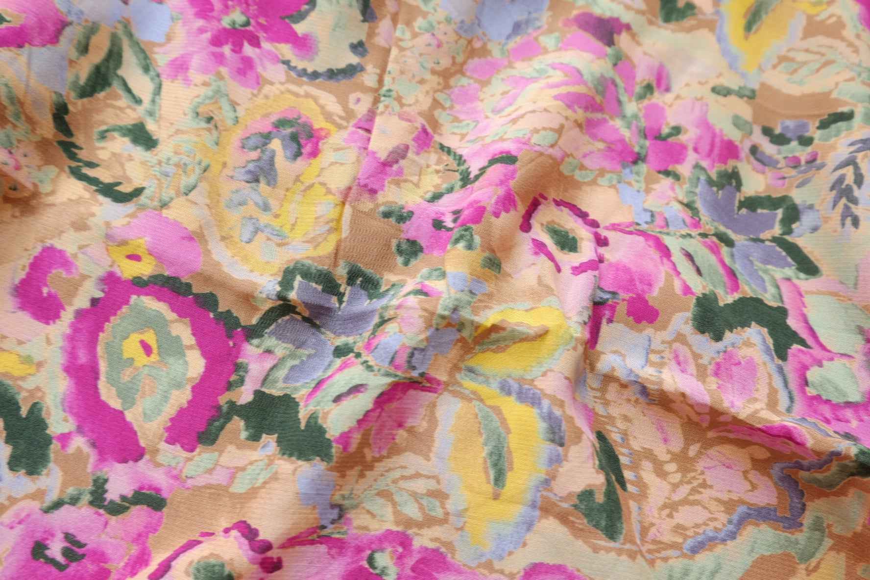 Bold Floral Cupro Fabric, Fluid Silky Dress Weight, 2.19 Yards