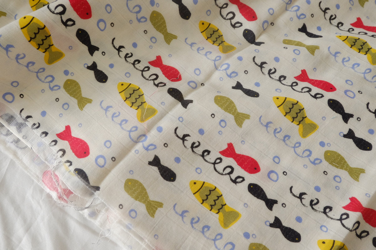 Playful Fish Double Gauze Cotton — 2.19 yd