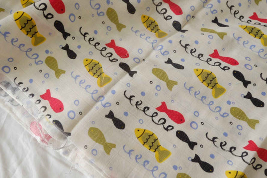 Playful Fish Double Gauze Cotton — 2.19 yd