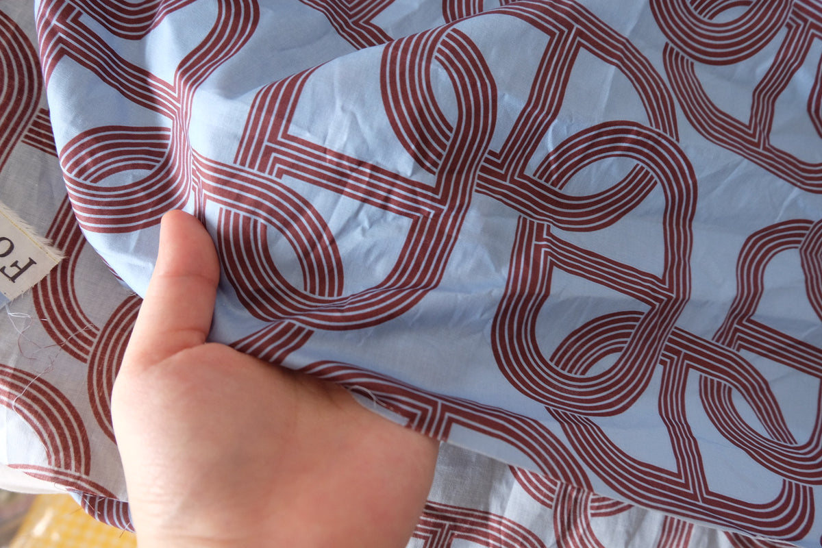 Powder Blue Geometric Cotton Lawn – 3.3 yd