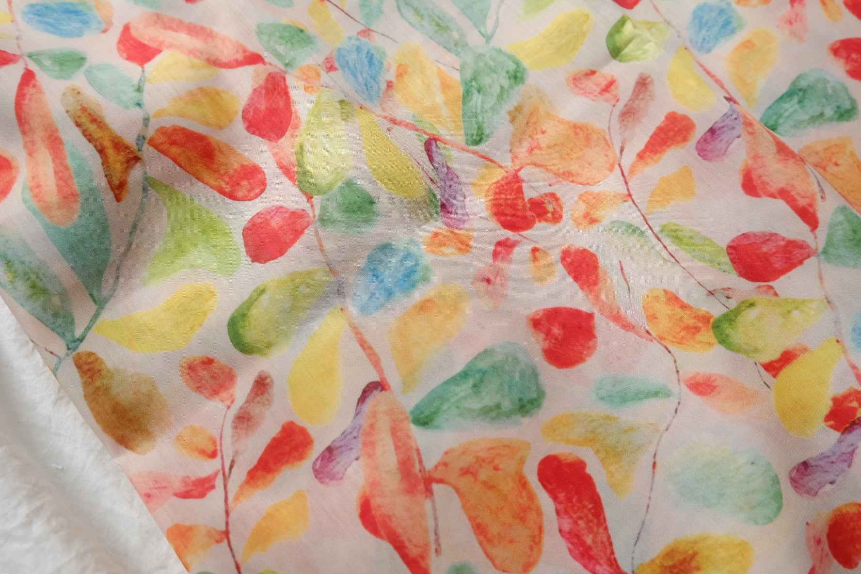 Watercolor Leaf Nylon Chiffon Fabric - 1.64 Yards