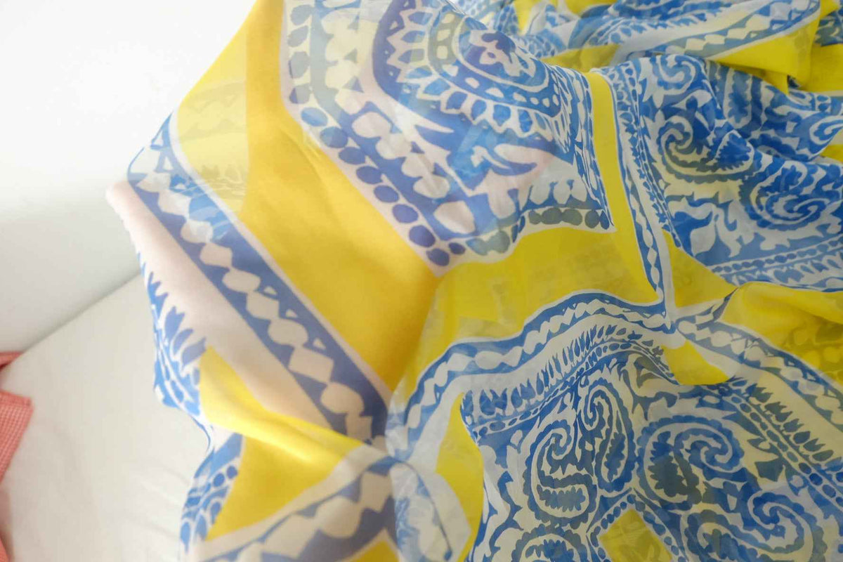 Blue & Yellow Silk Georgette — 3.28 yd