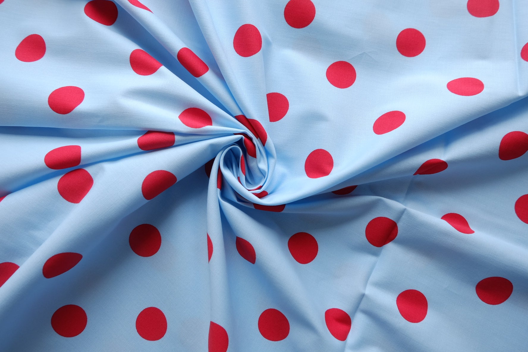 Sky Blue & Red Polka Dot Cotton Lawn – 2.2 yd