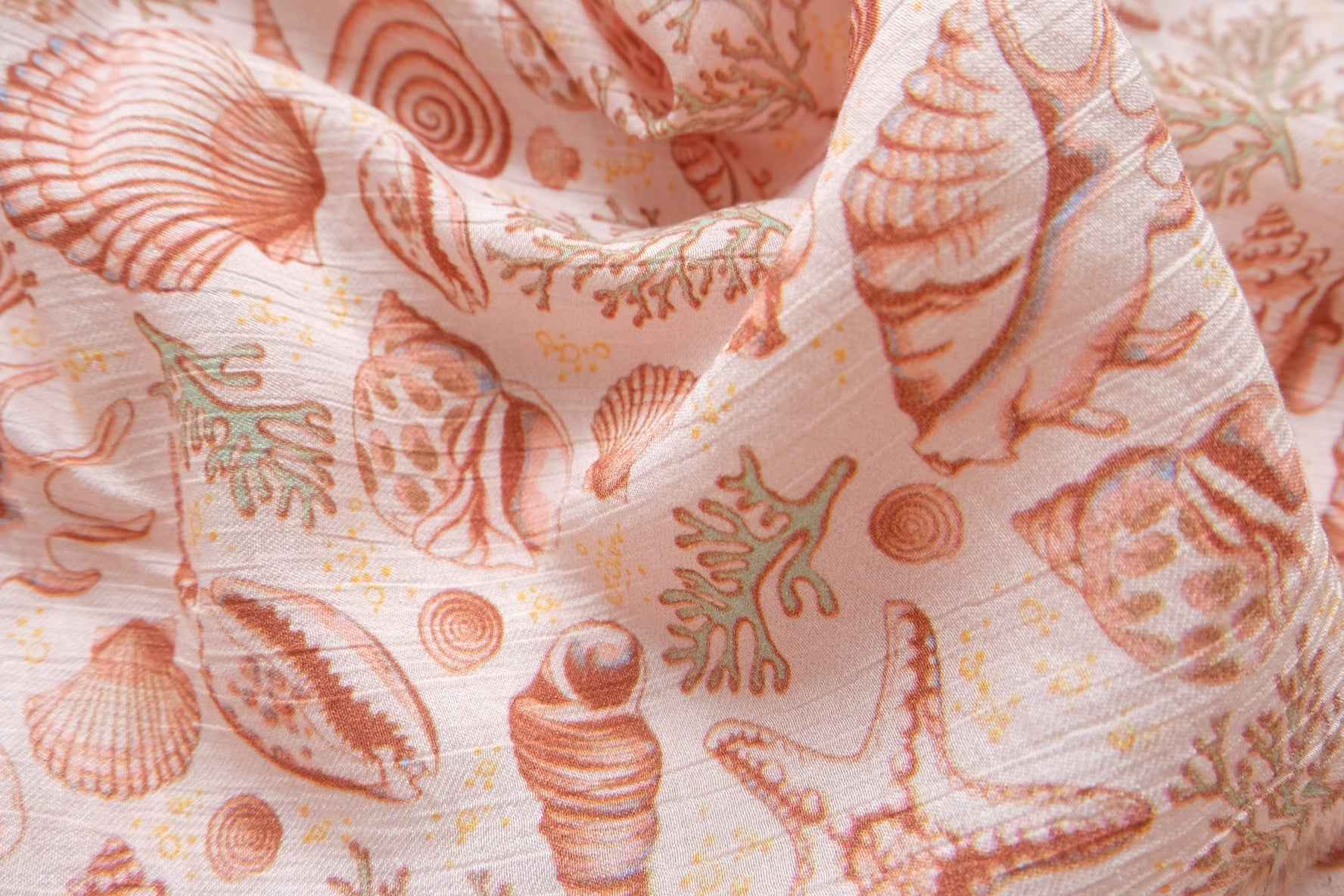 Coral Shell Tencel Cotton Fabric, Soft Textured Summer Dress Weight, 3.28 Yards
